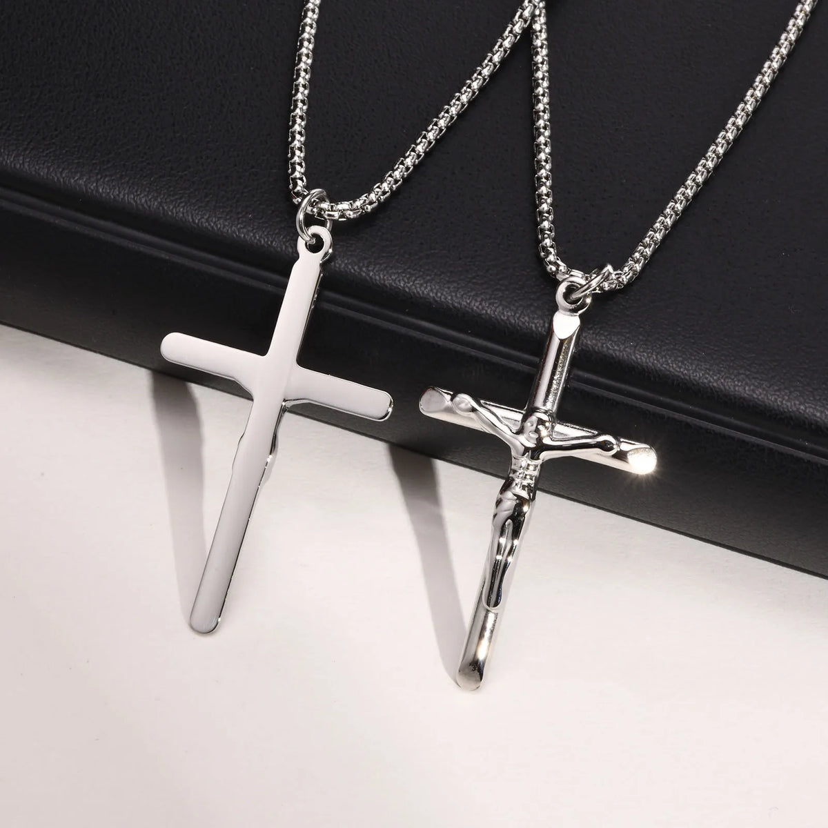 Stainless Steel Catholic Jesus Christ Cross Crucifix Pendant Necklace for Men Women Religious Prayer Jewelry  (GoldenCity)