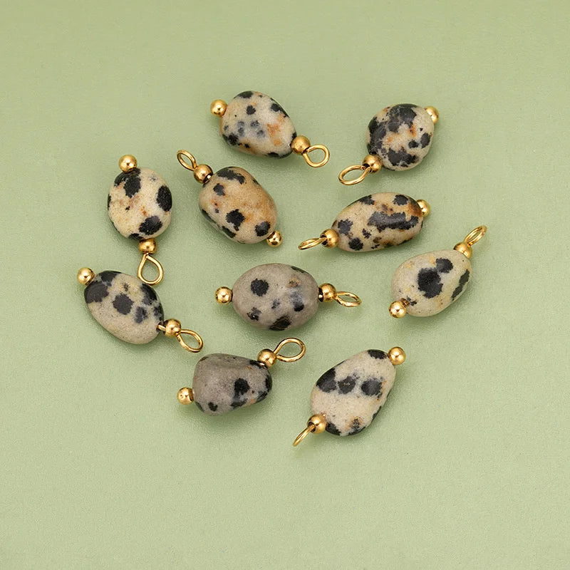 10pcs High Quality Handmade Golden Plated Natural Stones Charms Pendants Diy Jewelry Accessories  (GoldenCity)