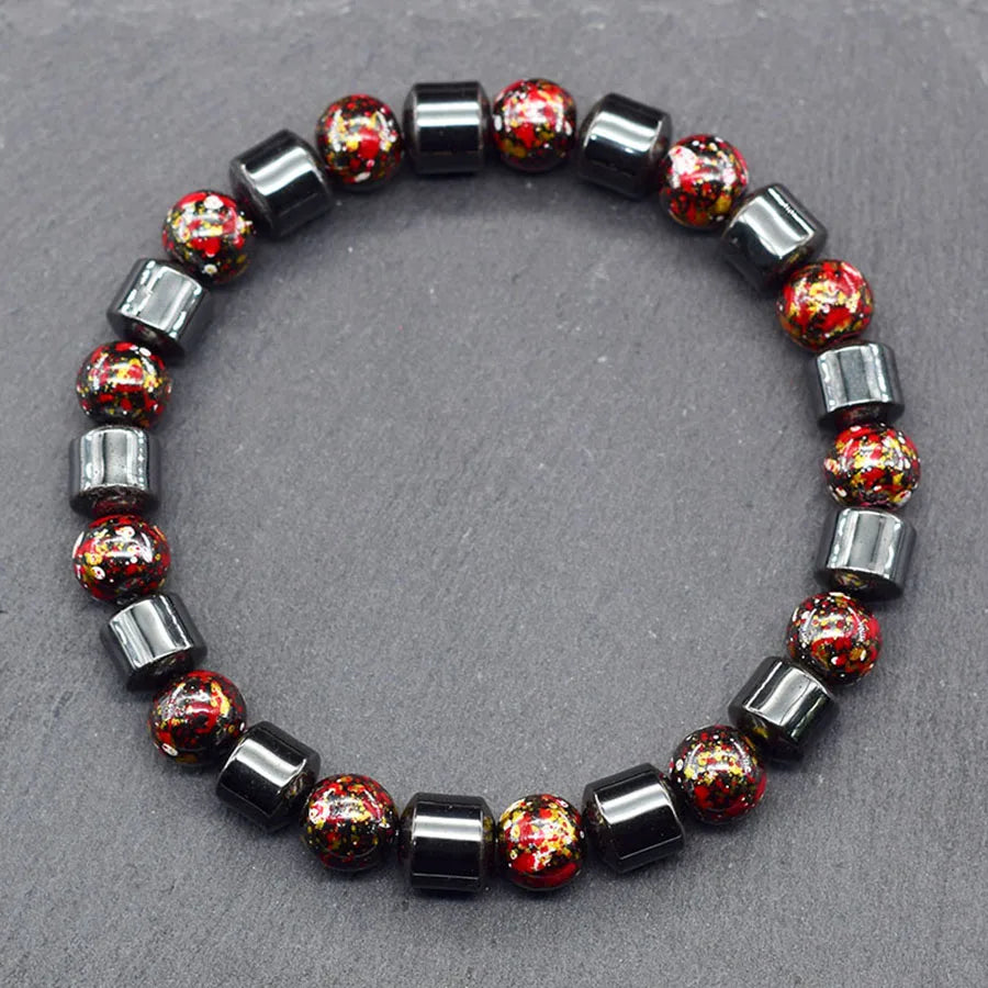 Bohemian Therapeutic No Magnetic Hematite Bracelet men Loss Weight Slimming Health Care Jewelry Women Promote Blood Circulation  (GoldenCity)