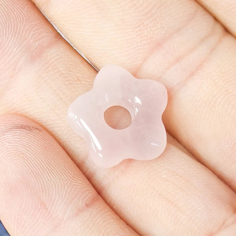 1pc Natural Stone Large Hole Beads Flower Shaped Jewelry Making DIY Necklace Bracelet Earings Accessories  (GoldenCity)