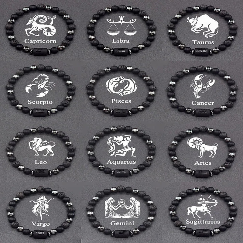 12 Constellation Signs Bracelet for Women Men 12 Zodiac Charm Bracelet Homme Capricorn Libra Leo Signs Jewelry on Hand Wholesale  (GoldenCity)