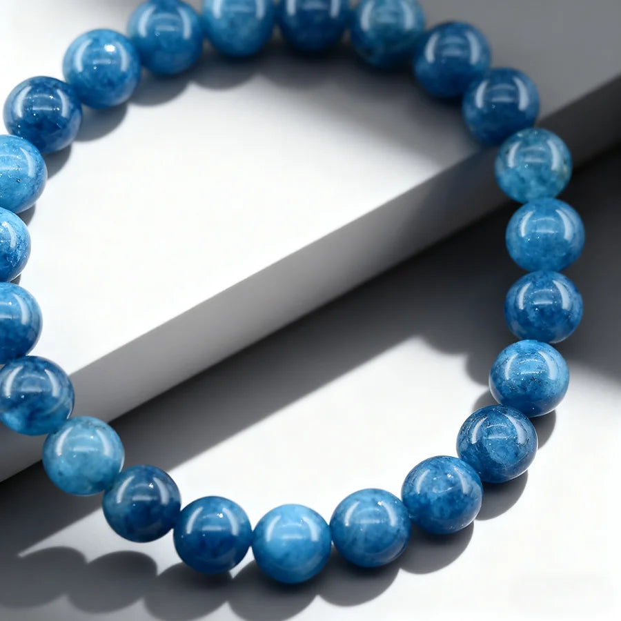 Original Reiki Blue Apatite Beads Bracelet Women Men Blood Circulation Stimulate Enthusiasm Health Care Jewelry Gift for Lover  (GoldenCity)