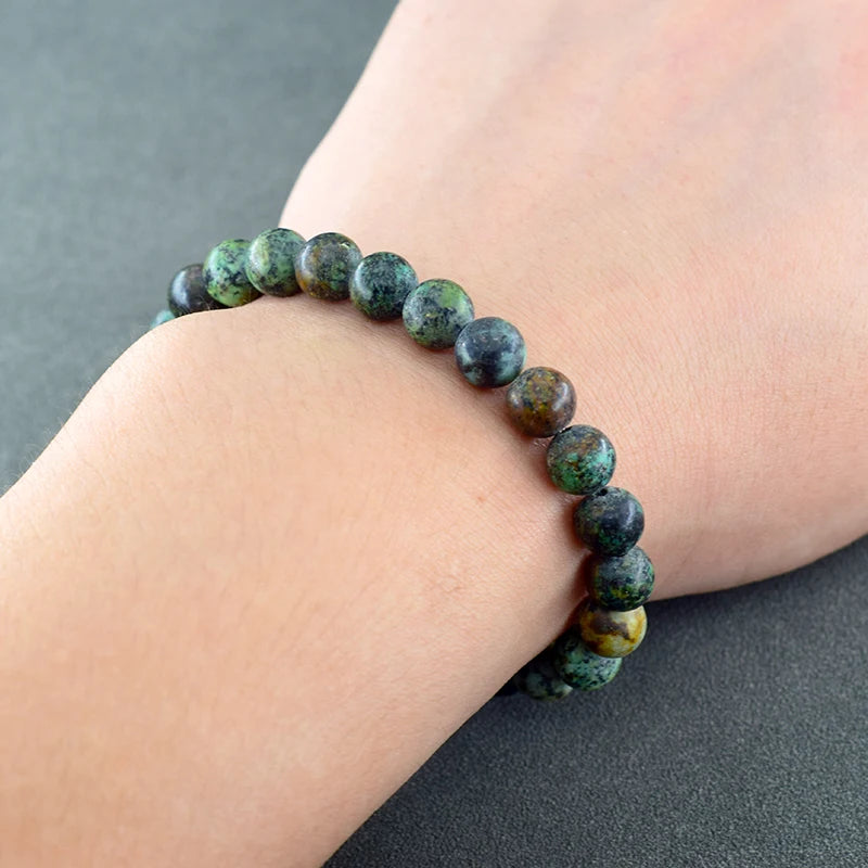 Handmade Real Natural Stone African Stone Beads Bracelet Men Yoga Mala Jewelry Green Moss Agates Beaded Bracelet Gift Wholesale  (GoldenCity)