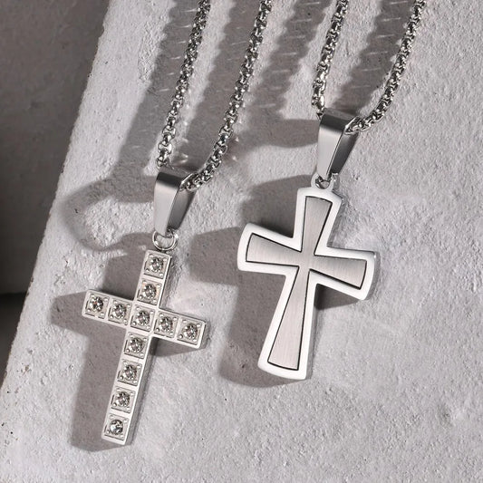 Faith Cross Pendant Necklaces for Men Women, Car Rear Mirror Decor Cross, Prayer Christian Necklaces Collar  (GoldenCity)
