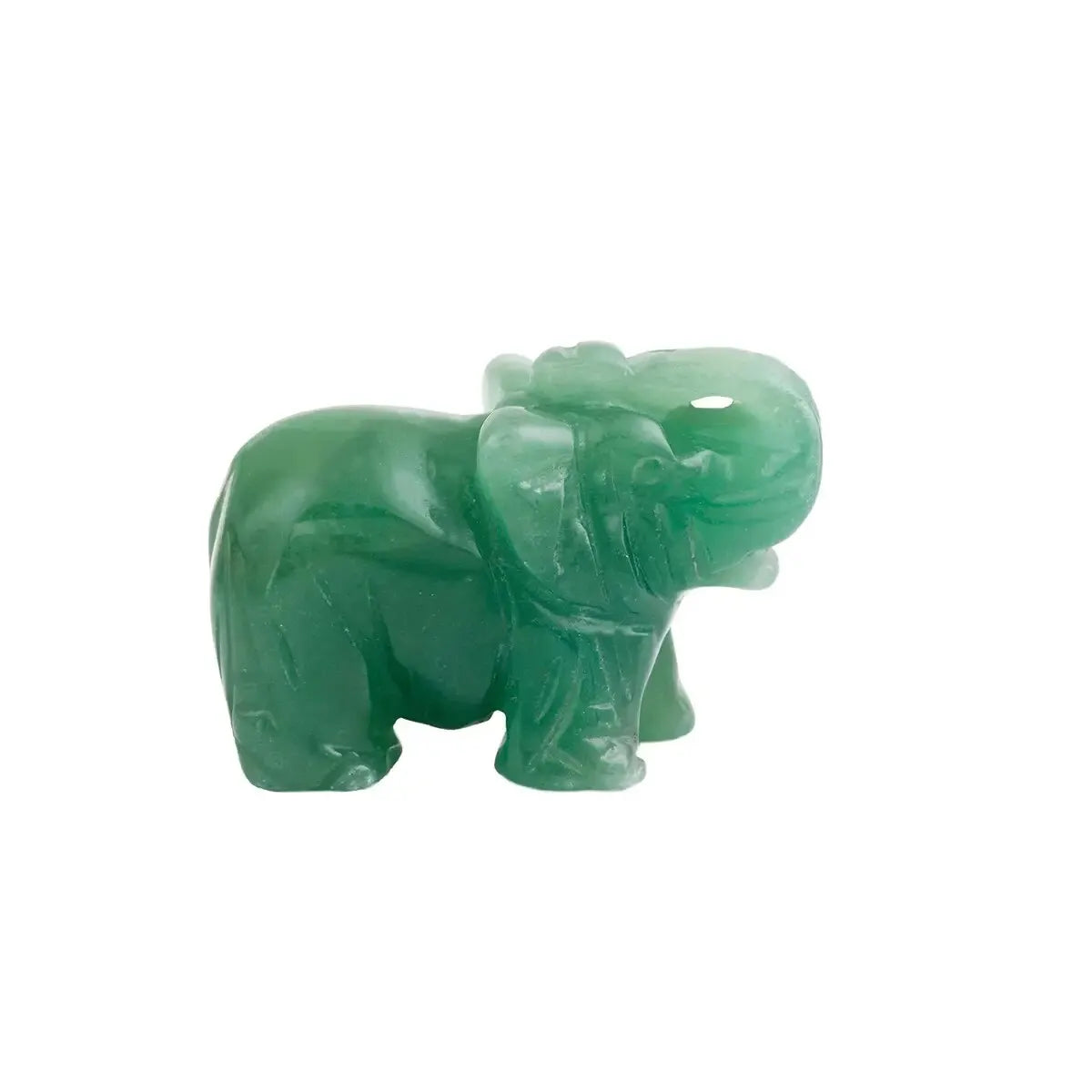 Hand Carved Natural Green Aventurine Jade Elephant Statue - Good Luck Ornament and Decor  (GoldenCity)