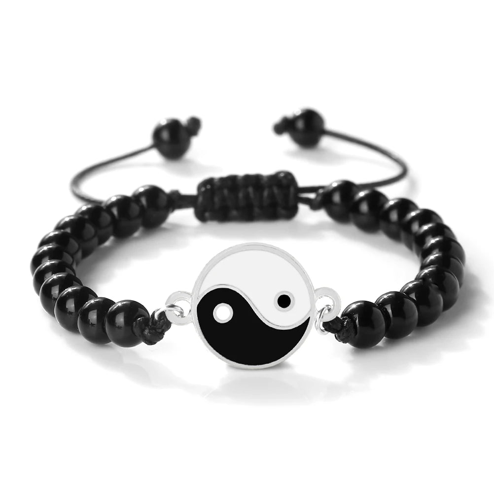 New 6mm Tiger Eye TaiChi Braided Bracelet Women Men YinYang Healing Couple Bangles Chain Adjustable Pulsera Jewelry Gift  (GoldenCity)