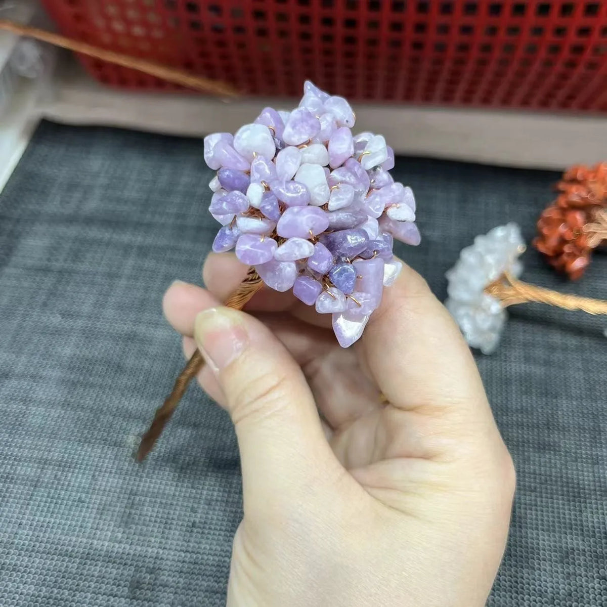 Natural Crystal Money Lucky Tree Amethyst Rose quartz Reiki Healing Fengshui Tree For Wealth And DIY Luck Home Decoration  (GoldenCity)