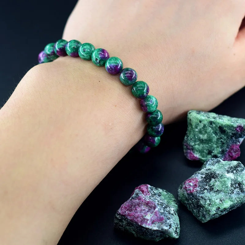 Original Natural Epidote Zoisite Stone Bead Bracelet Homme Made of Genuine Natural Stone Bracelet Energy Healing Yoga Meditation  (GoldenCity)