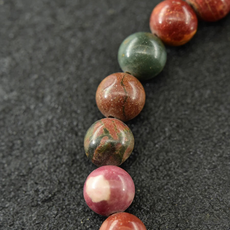 Real Natural Red Pine Picasso Jasper Stone Bead Bracelet Men Women Round Yoga Meditation Jewelry Gift for Girlfriend Wholesale  (GoldenCity)