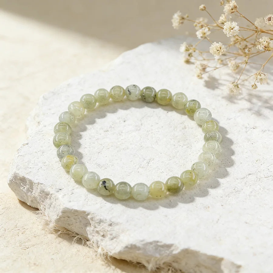 Genuine Natural Unakite Stone Bracelet Natural Gemstone Bead Jewelry for Women Bohemia Style Elastic Bangle Relieve Anxiety Gift  (GoldenCity)