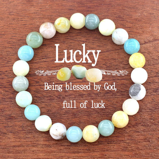 Lucky Bracelet Natural Amazonite Stone Bracelet for Women Men Amethyst Tiger Eye Aventurine Agates Stone Beads Jewelry Pulsera  (GoldenCity)