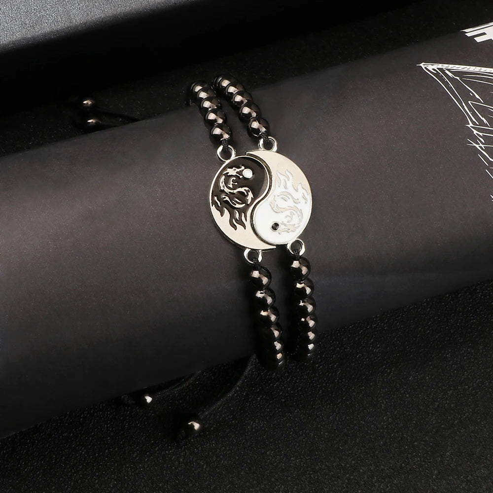 Charm YinYang Balance Copper Beads Bracelet Women Men Lucky Totem Pendant Couple Bracelet&Bangle Chain Pulsera Jewelry Gift  New  (GoldenCity)