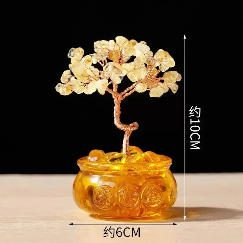 Lucky Citrine Tree of Life Crystal Feng Shui Money Tree Decor, Spiritual Gift for Women Mom, Perfect Birthday Present, Home Offi  (GoldenCity)