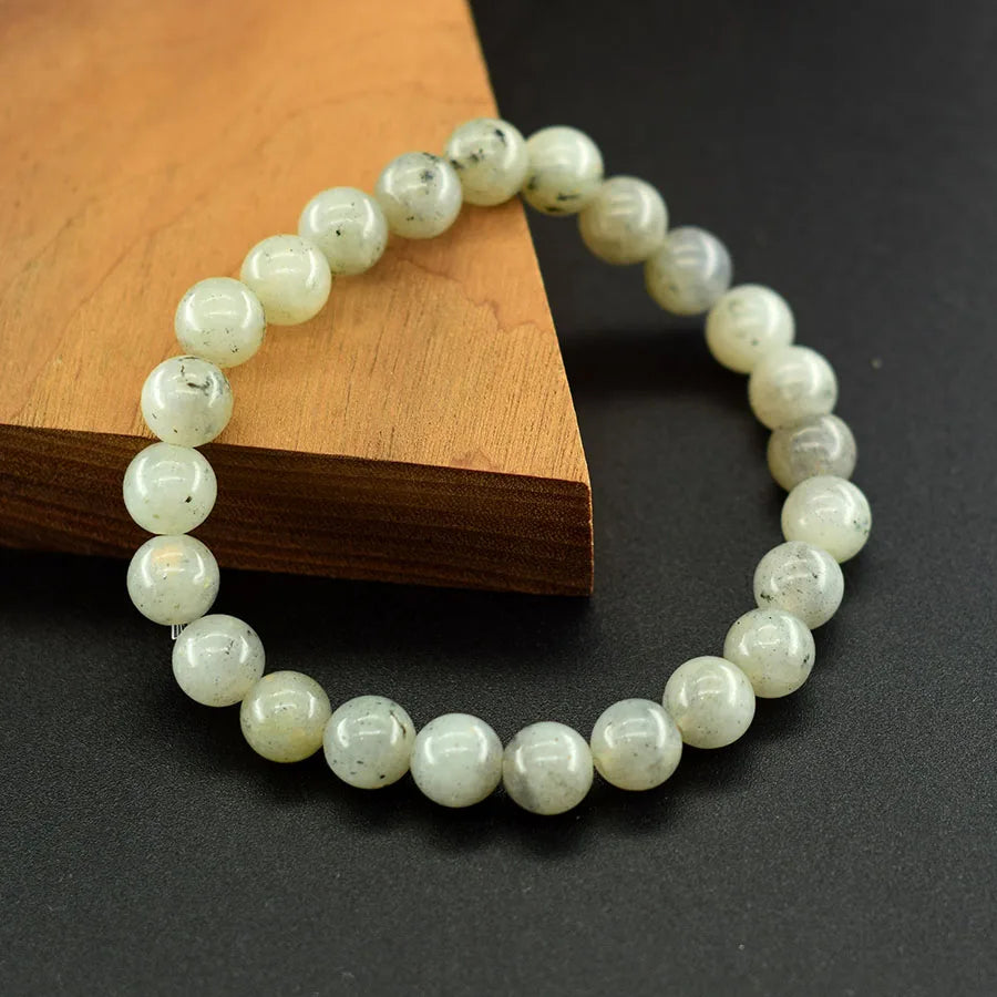 Natural Labradorite Stone Bead Bracelet for Women Men Original MoonStone Bead Charm Bangle Find Your Soulmate Love Luck Jewelry  (GoldenCity)