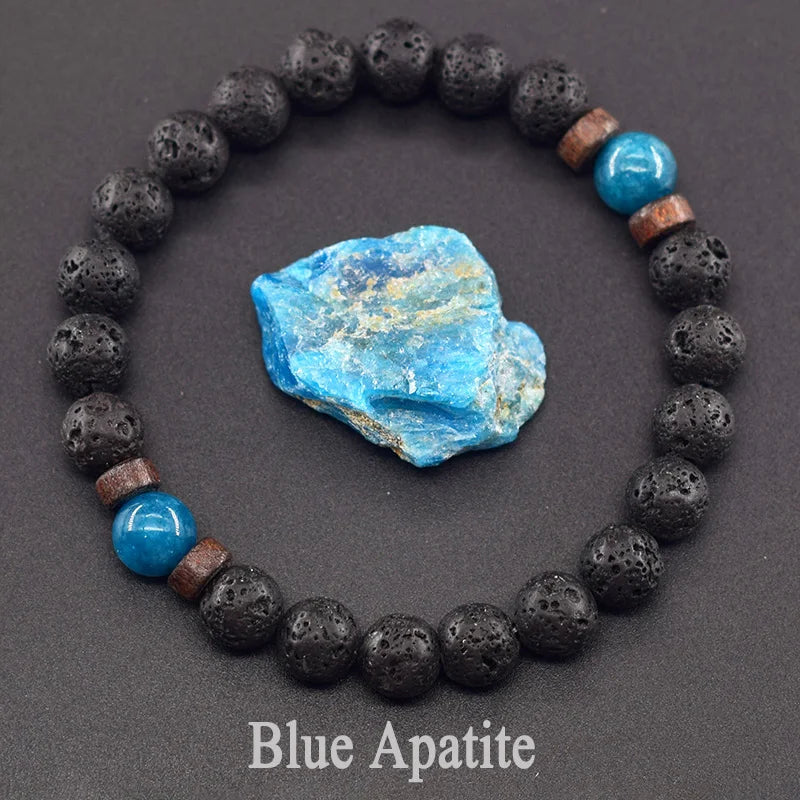 8mm Black Volcanic Beads Bracelet Men Natural Amehyst Crystal Bracelet for Women Body-Purfying Genuine Amethyst Natural Pulsera  (GoldenCity)