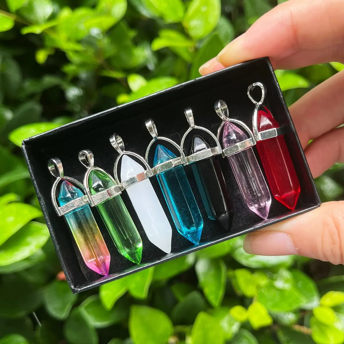 7pcs/set Bullet Shape Healing Pointed Chakra Beads Crystals For Jewelry Making Home Office Décoration Christmas Birthday Busine  (GoldenCity)