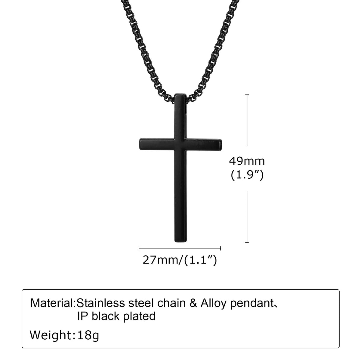 Unisex Box Chain Cross Necklaces, Men Women Stainless Steel Chain with Alloy Cross Pendant, Religious Faith Cross Necklace  (GoldenCity)