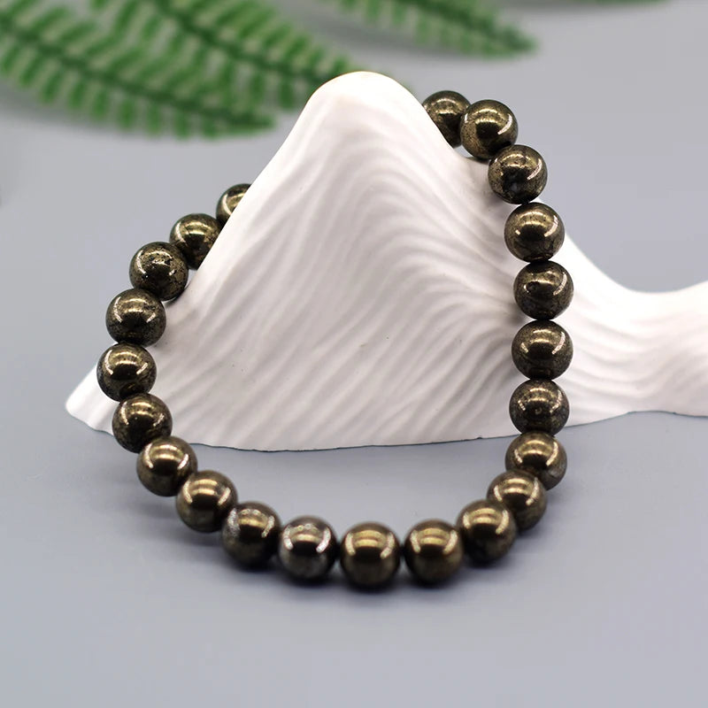 Original Natural Pyrite Energy Beads Bracelets Men Women Natural Hematite Bracelets Slimming Health Care Exquisite Jewelry Gift  (GoldenCity)