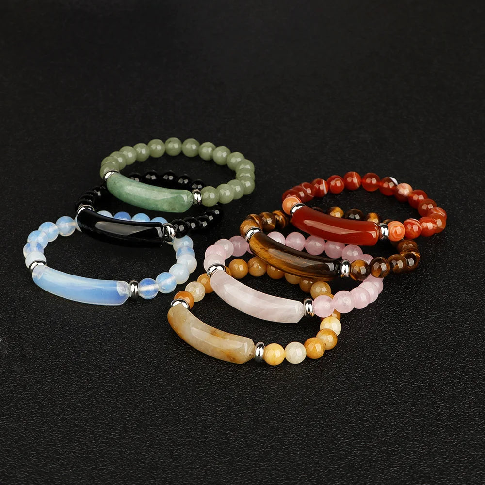 Bridge bracelet Natural Stone Crystal Druzy Rose Quartz Amethyst Gemstone Beaded Beads Bracelet for Women Girls Jewelry Gifts  (GoldenCity)