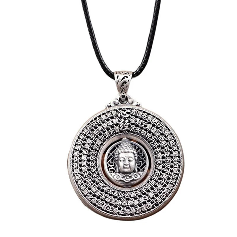 Blessing Heart Sutra Buddha Pendant For Women Men Jewelry Rotatable Tathagata Paramita Scriptures Necklace Male Accessories  (GoldenCity)