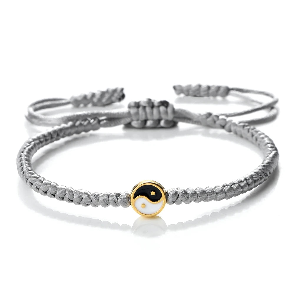 Mini Taichi Pendant Braided Bracelet Women Men Yinyang Balance Couple Bracelet&Bangles Chain Jewelry Vintage Pulsera Jewelry  (GoldenCity)