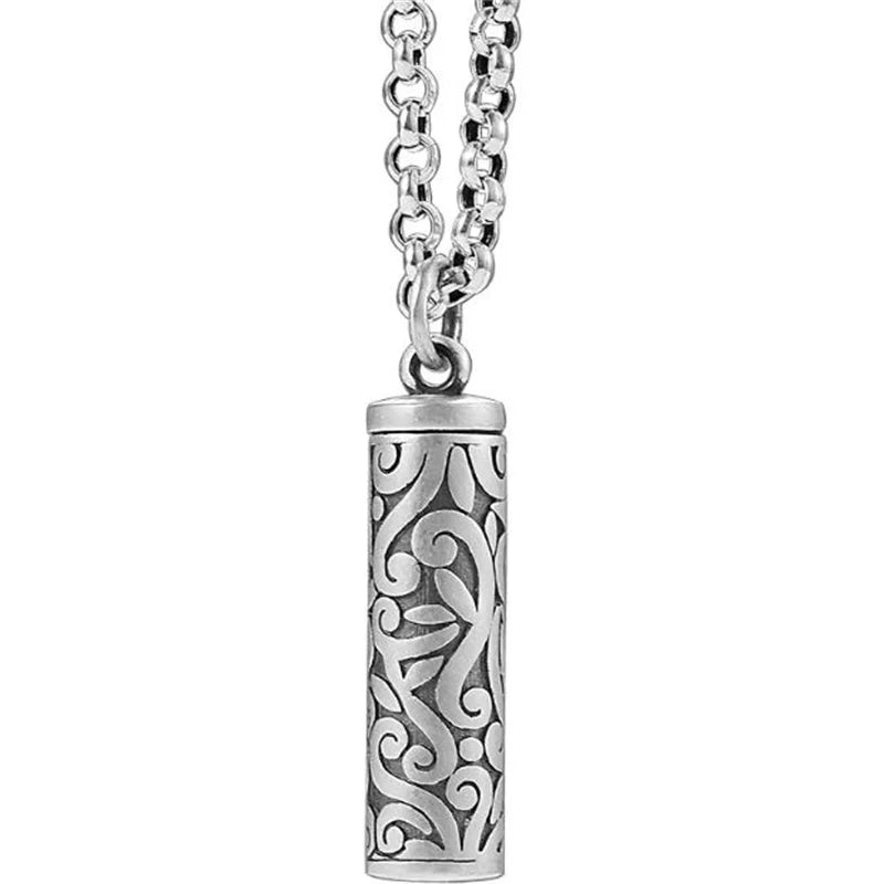 Vintage 925 Silver Necklace Male Blessing Bijou Retro Pendant Can Be Opened To Hold Things Amulets Necklaces For Men Jewelry  (GoldenCity)