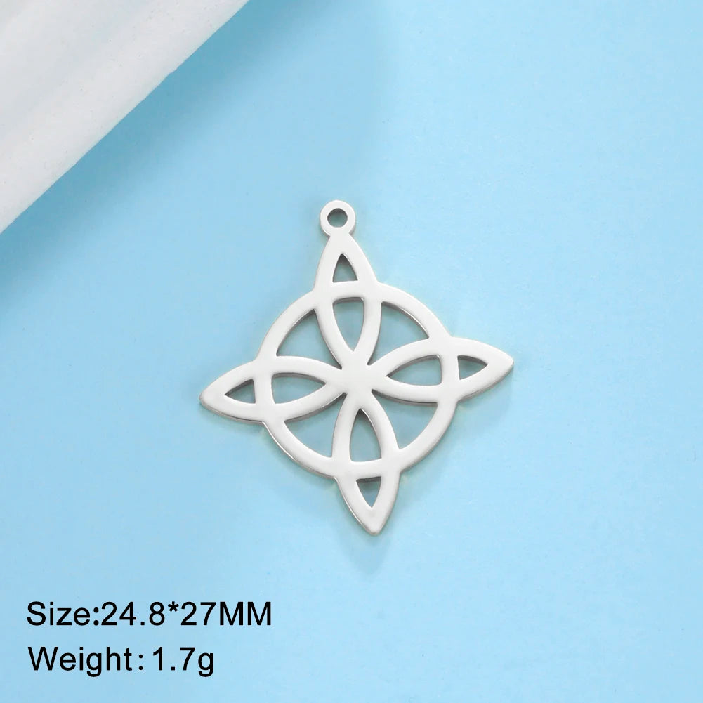 1pc Witch Knot Virgin Mary Stainless Steel Pendant Double Protection Amulet Necklace Bracelet Jewelry Making Accessories  (GoldenCity)