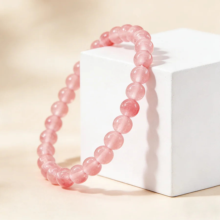6mm Tea Waterlemon Stone Bead Bracelet Women Men Yoga Meditation Wristband Jewelry Gift for Girlfriend Girl Mother 1 Dollar Item  (GoldenCity)