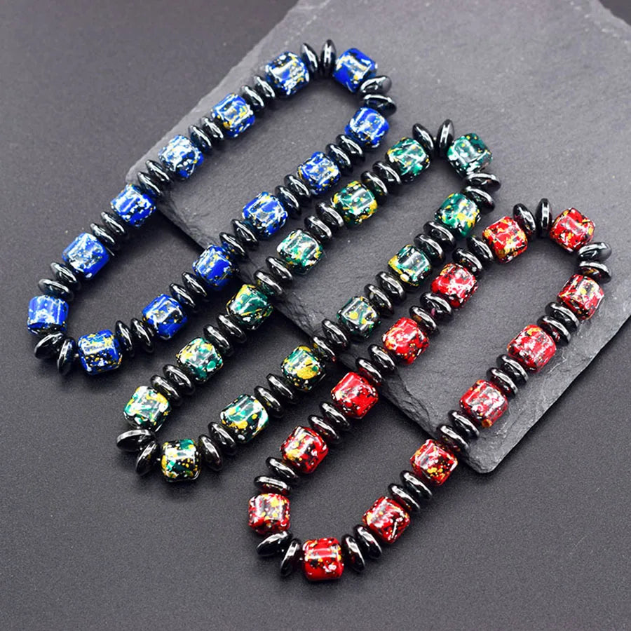 Bohemian Therapeutic No Magnetic Hematite Bracelet men Loss Weight Slimming Health Care Jewelry Women Promote Blood Circulation  (GoldenCity)