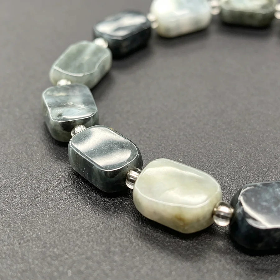 Natural Map Stone Beads Bracelet Men Women Regulate the Aura and Bring Good Luck Elastic Strand Jewelry for Kids Gift Wholesale  (GoldenCity)