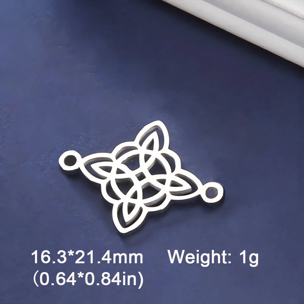 1pc Witch Knot Virgin Mary Stainless Steel Pendant Double Protection Amulet Necklace Bracelet Jewelry Making Accessories  (GoldenCity)
