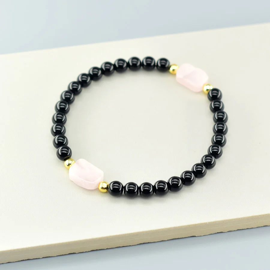 Natural Map Stone Beads Bracelet Men Women Regulate the Aura and Bring Good Luck Elastic Strand Jewelry for Kids Gift Wholesale  (GoldenCity)