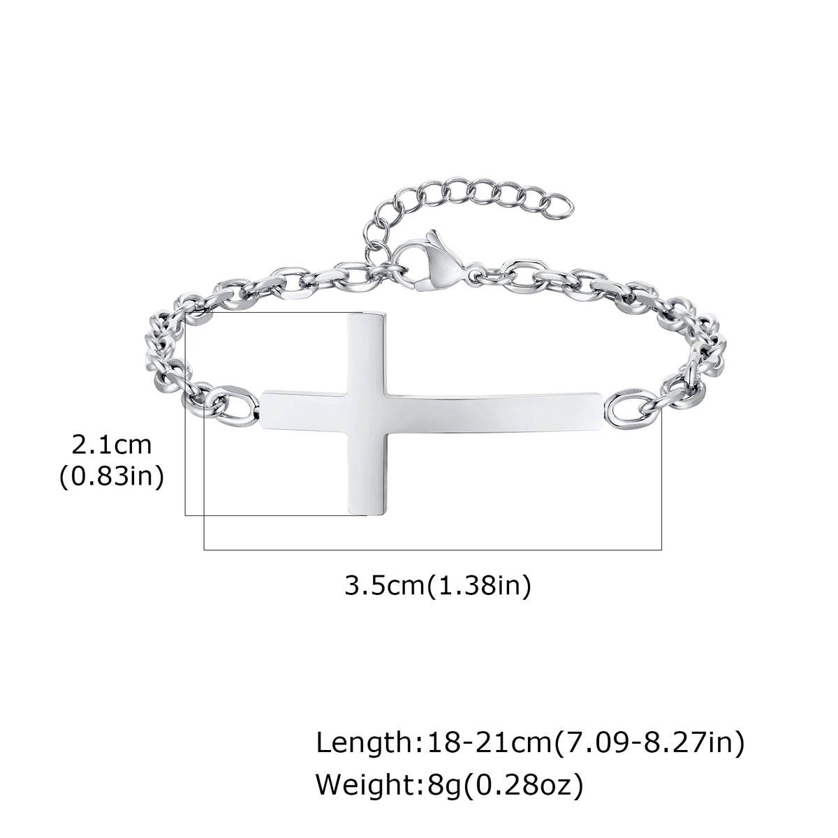 Stainless Steel Mens Cross Bracelets, Adjustable Rolo Link Chain Wristband, Christ Faith Jewelry Gift  (GoldenCity)