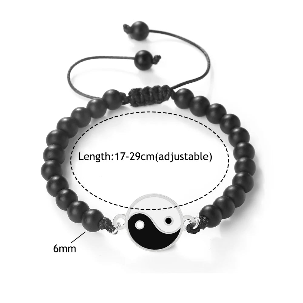 New 6mm Tiger Eye TaiChi Braided Bracelet Women Men YinYang Healing Couple Bangles Chain Adjustable Pulsera Jewelry Gift  (GoldenCity)