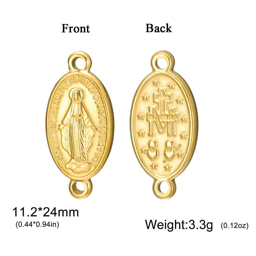 1pc Witch Knot Virgin Mary Stainless Steel Pendant Double Protection Amulet Necklace Bracelet Jewelry Making Accessories  (GoldenCity)