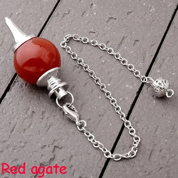 Reiki Healing Chakra Pendulum Pendants Lucky Crystal Quartz Stone Pendulum Pendant With Silvery Ball Chain Hypnosis For Necklace  (GoldenCity)