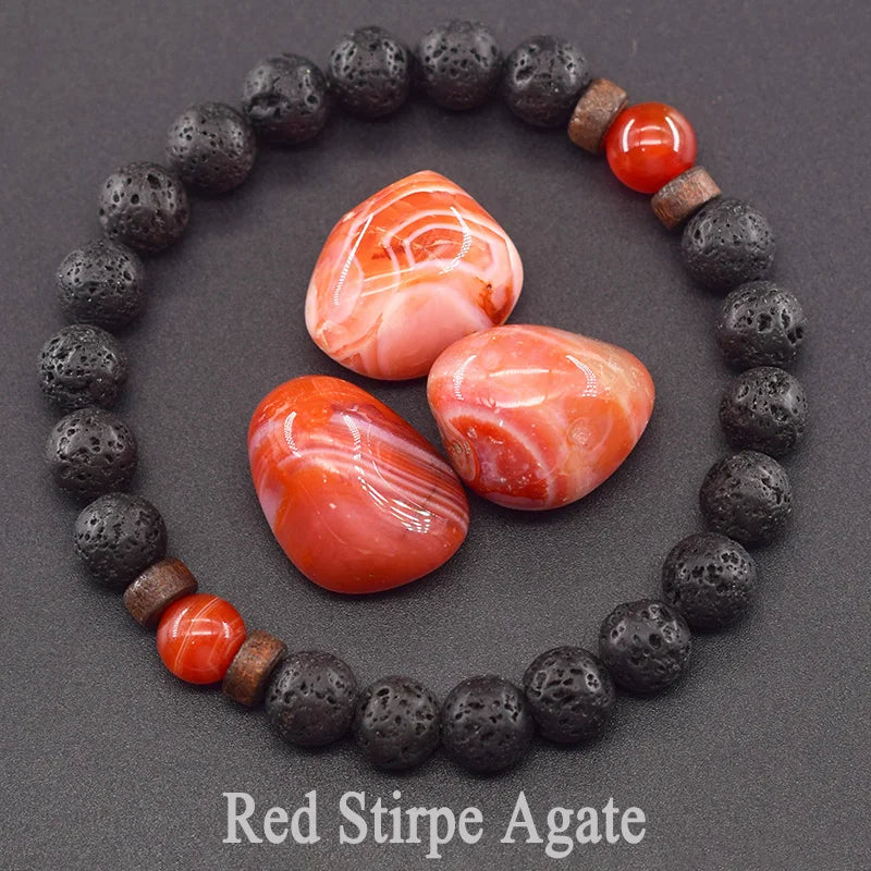 Real 5A Natural Lapis Lazuli Stone Beads Bracelet Homme Volcanic Lava Elastic High Quality Energy Healing Jewelry for Women Gift  (GoldenCity)
