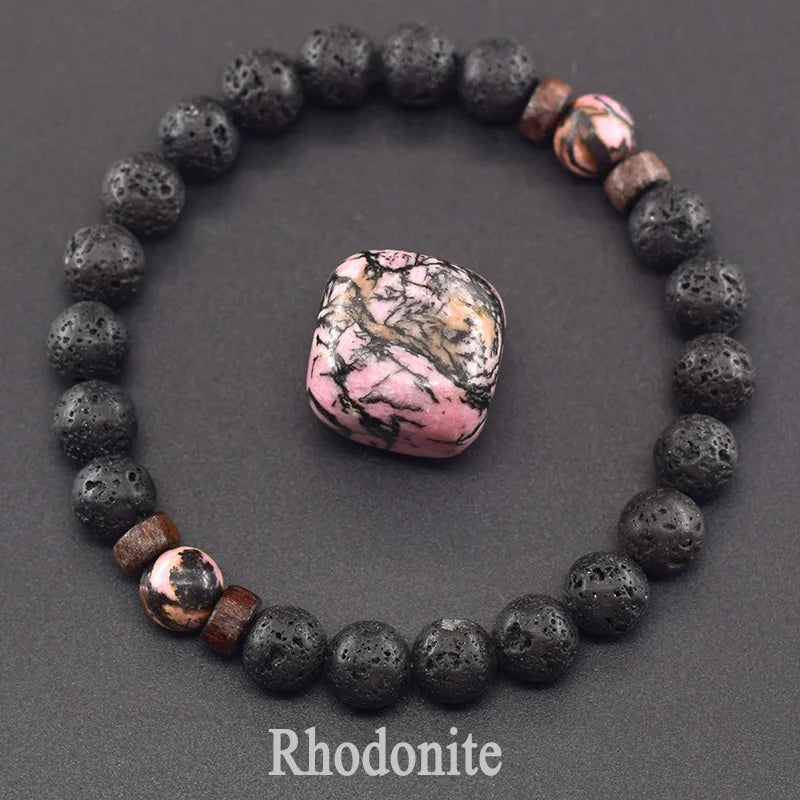 Yellow Grass Turquoises Natural Beads Bracelet Women Wooden Accessories Volcanic Lava Beads Elastic Rope Bangles Friendship Gift  (GoldenCity)