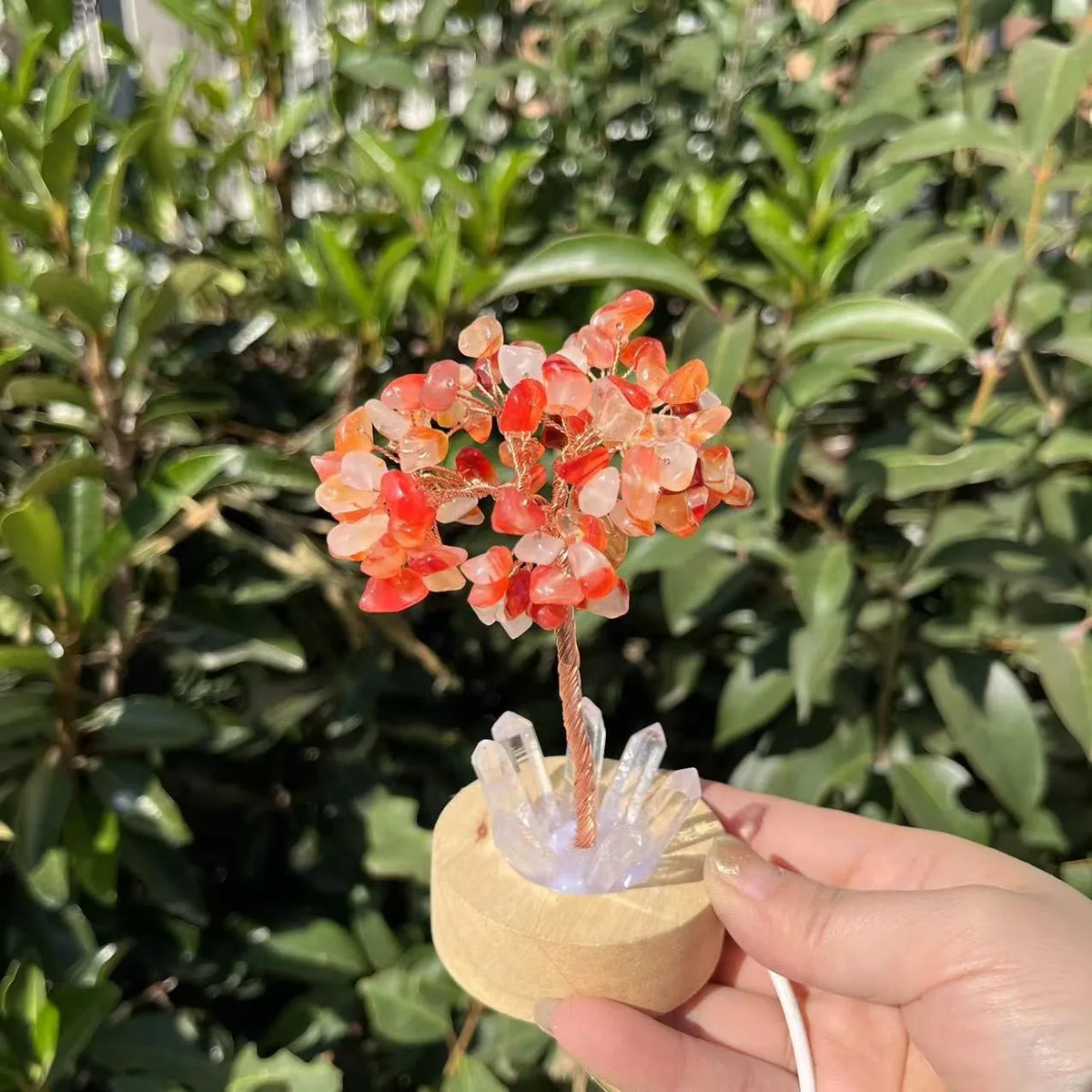 1pcs Crystal Money Tree Reiki Chakra Feng Shui Trees Decor Sparkling Crystal Tree Of Wealth With LED Base Crystal Birthday Gift  (GoldenCity)