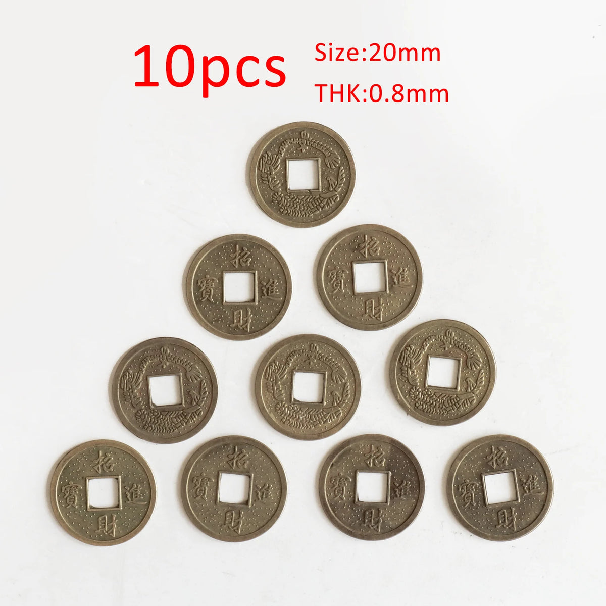 10/20/24Mm Chinese Feng Shui Lucky Coins Ancient Oriental Emperor Qing Money Good Fortune Dragon Coin Gift for Collection  (GoldenCity)
