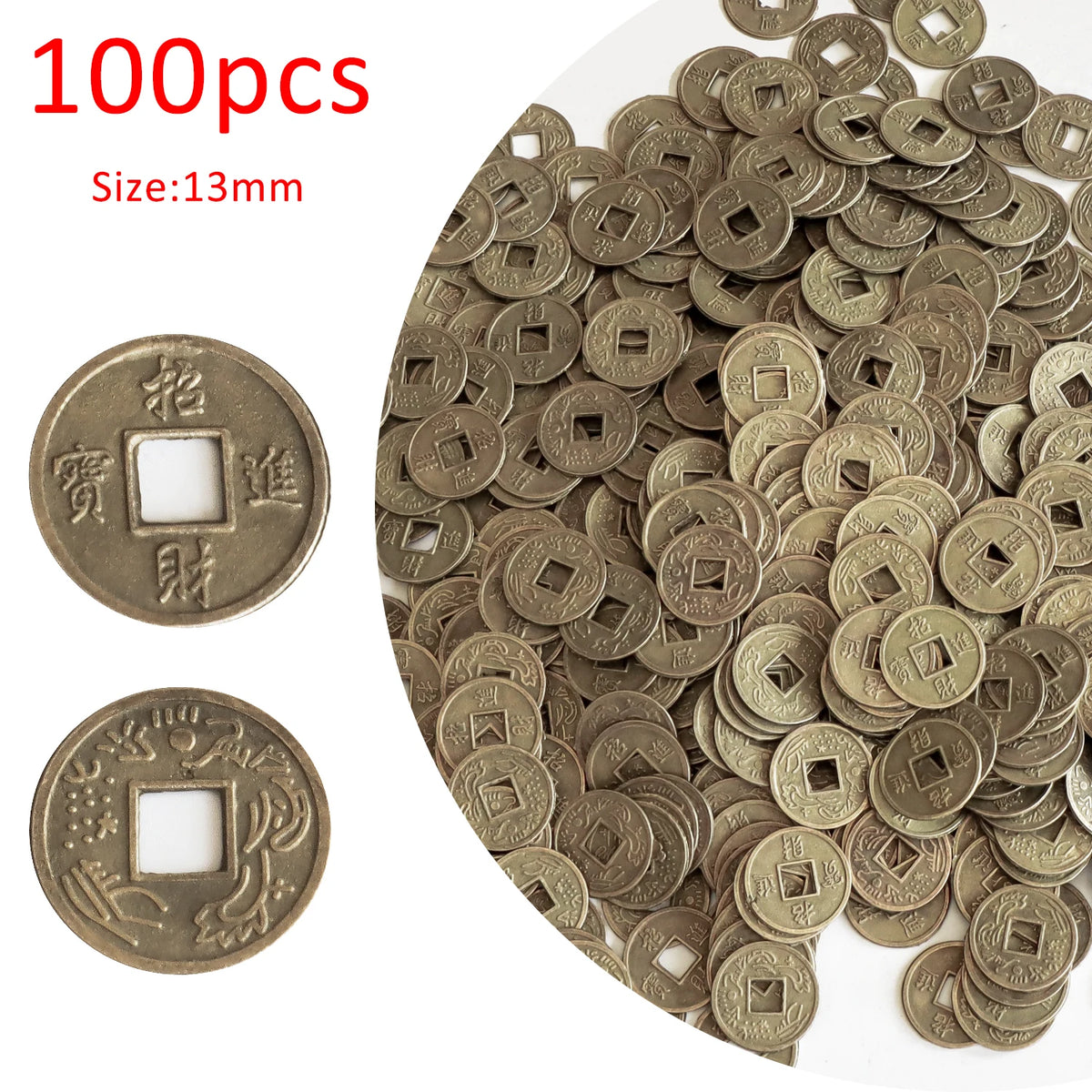10/20/24Mm Chinese Feng Shui Lucky Coins Ancient Oriental Emperor Qing Money Good Fortune Dragon Coin Gift for Collection  (GoldenCity)