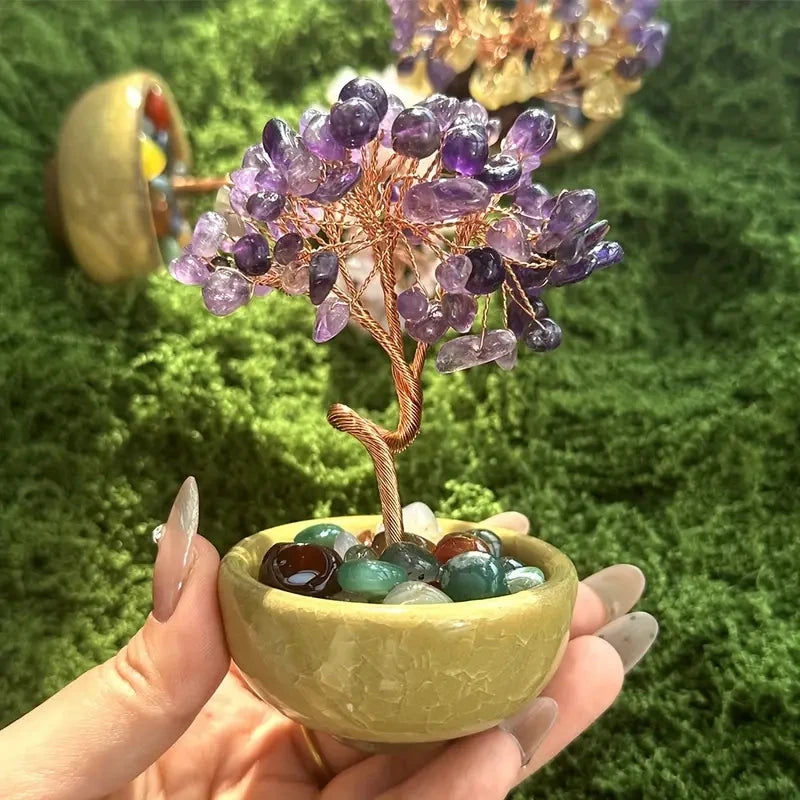 Golden City Energy Tree – Amethyst Fortune Tree-1pc, Amethyst Crystal Tree Reiki Natural Crystals Base Copper Wire Tree Life Spiritual Meditation Energy Tree Room Decor Gifts  (GoldenCity)