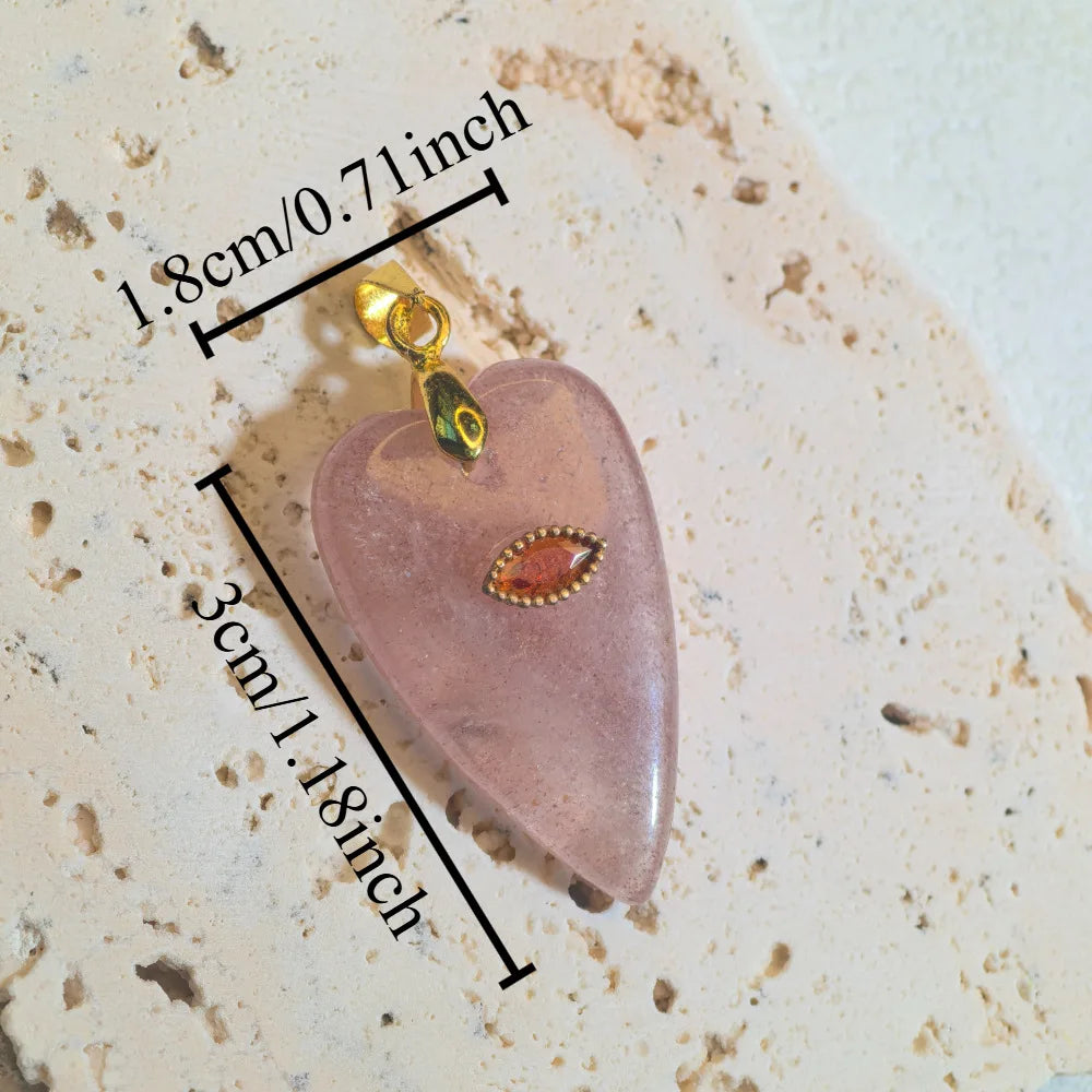 1pc Romantic Heartshape Natural Stone Pendant Green Aventurine Opal Stone Pendant for Women Jewelry Christmas Gift  (GoldenCity)