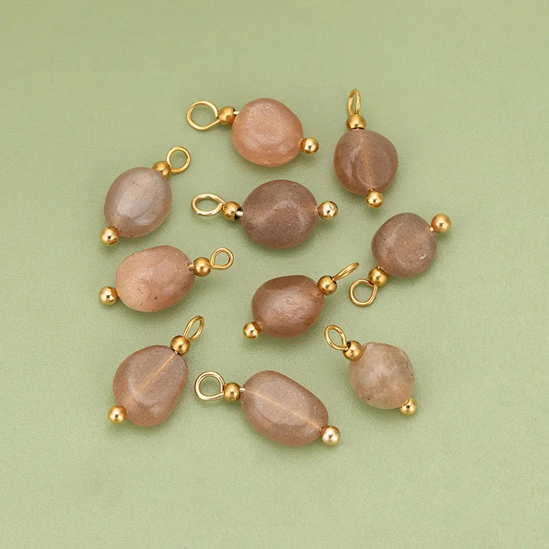 10pcs High Quality Handmade Golden Plated Natural Stones Charms Pendants Diy Jewelry Accessories  (GoldenCity)