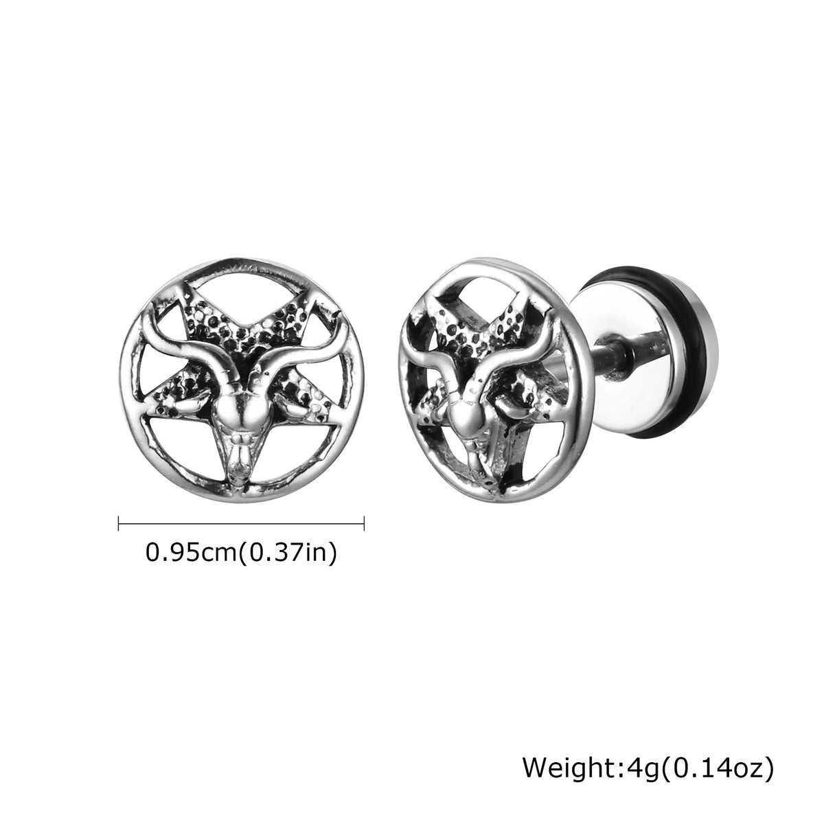 Gothic Devil Satanic Goat Satan Stud Earrings for Men Boys, Vintage Stainless Steel Star Demon Baphomet Earrings Jewelry  (GoldenCity)