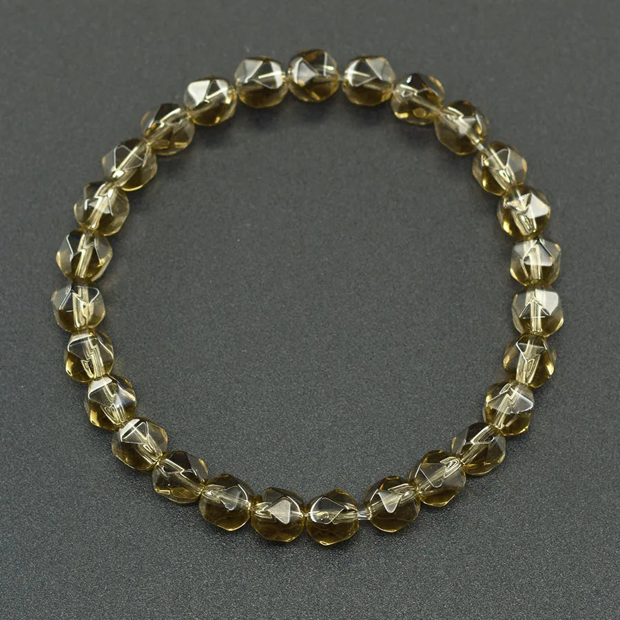 Irregular Natural Stone Smoky Quartz Bracelet Men Women Tea Brown Crystal Improve Body Magnetic Field Stretch Jewelry Bangle  (GoldenCity)