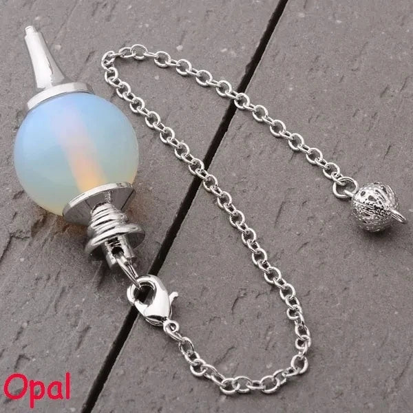 Reiki Healing Chakra Pendulum Pendants Lucky Crystal Quartz Stone Pendulum Pendant With Silvery Ball Chain Hypnosis For Necklace  (GoldenCity)