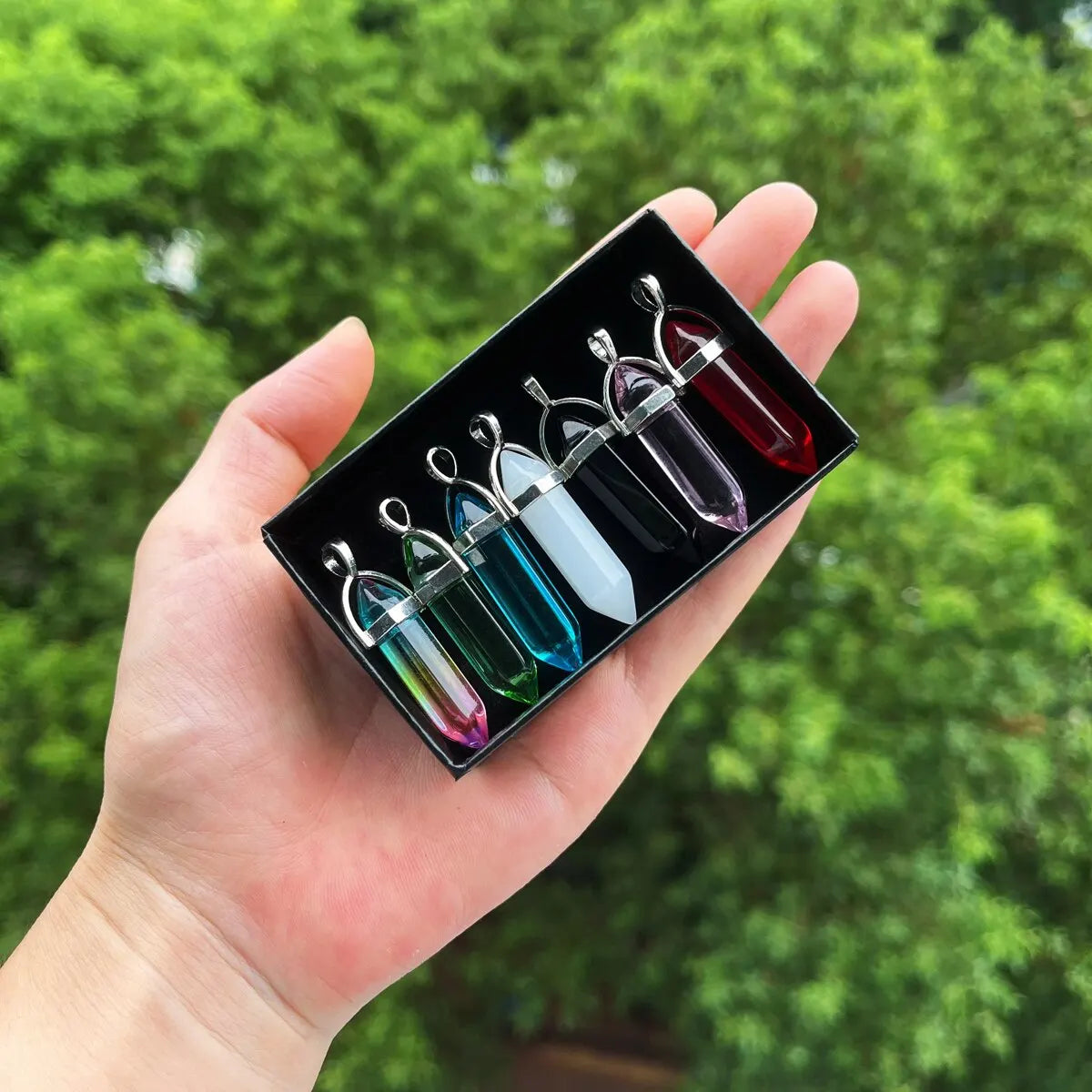 7pcs/set Bullet Shape Healing Pointed Chakra Beads Crystals For Jewelry Making Home Office Décoration Christmas Birthday Busine  (GoldenCity)