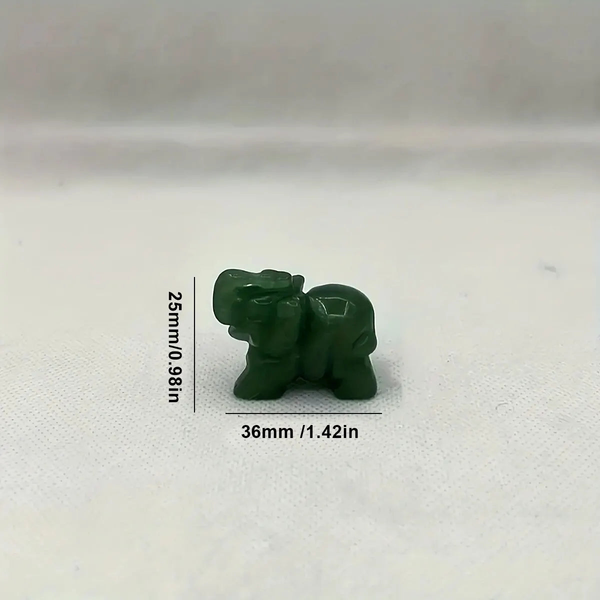 Hand Carved Natural Green Aventurine Jade Elephant Statue - Good Luck Ornament and Decor  (GoldenCity)