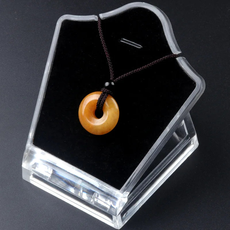 20mm Circle Donut Healing Crystals Necklace Natural Chakra Gemstone Stone Amulet Lucky Coin Donuts Charm Protection Quartz Agate  (GoldenCity)